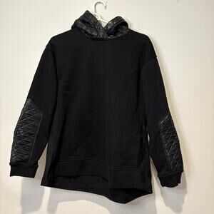 Zara Combination Quilted Hoodie Black Mixed Materials Small Grunge‎ Punk Emo